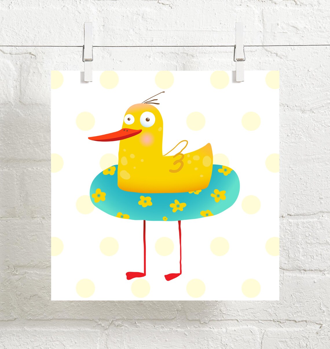 Bathroom Kid's Art Yellow Duck Poster Bath Wall Decor Bathroom Print ...