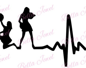 Cheerleader SVG, Cheerleading svg, Cheer svg, heartbeat svg, my heart beats for Cheerleading svg, I love cheerleading, svg files for cricut