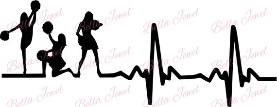 Cheerleader SVG, Cheerleading svg, Cheer svg, heartbeat svg, my heart beats for Cheerleading svg, I love cheerleading, svg files for cricut