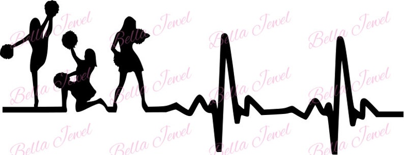 Cheerleader SVG, Cheerleading svg, Cheer svg, hjärtslag svg, mitt hjärta slår för Cheerleading svg, jag älskar cheerleading, svg-filer för Cricut bild 1
