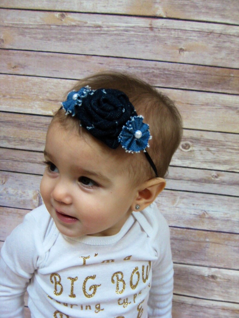 Denim Headband Girls Headband Baby Headband Infant Etsy