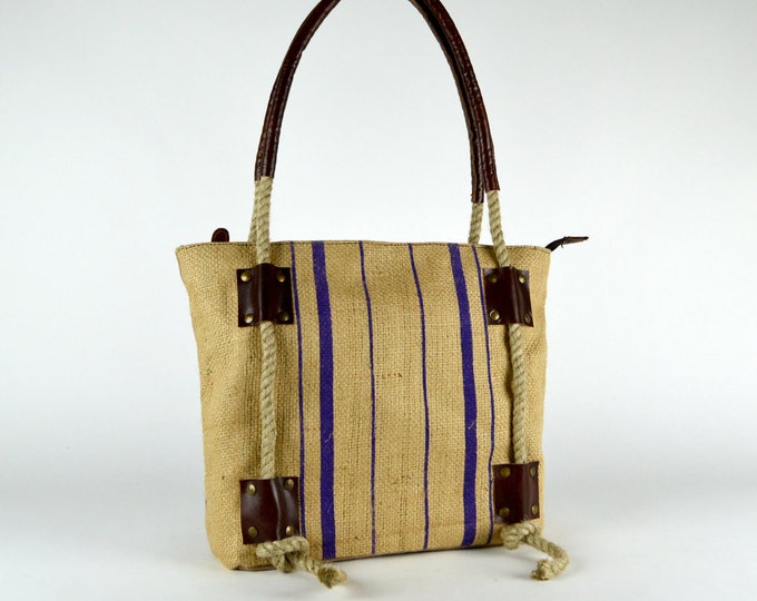 Jute Rope Bag Leather Tote Leather Handbag Canvas Tote Etsy