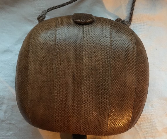 Vintage Snakeskin Round Squarish Tassel Bag • 90s… - image 4