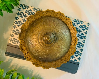 Change Holder Home Decor Brass Bowl with Decorative Handle Trinket Dish