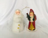 Two Vintage Santa Claus Figures, Vintage Papier Mache Santa Figurines, Antique Christopher Radko Santa, Antique Christmas Collectible