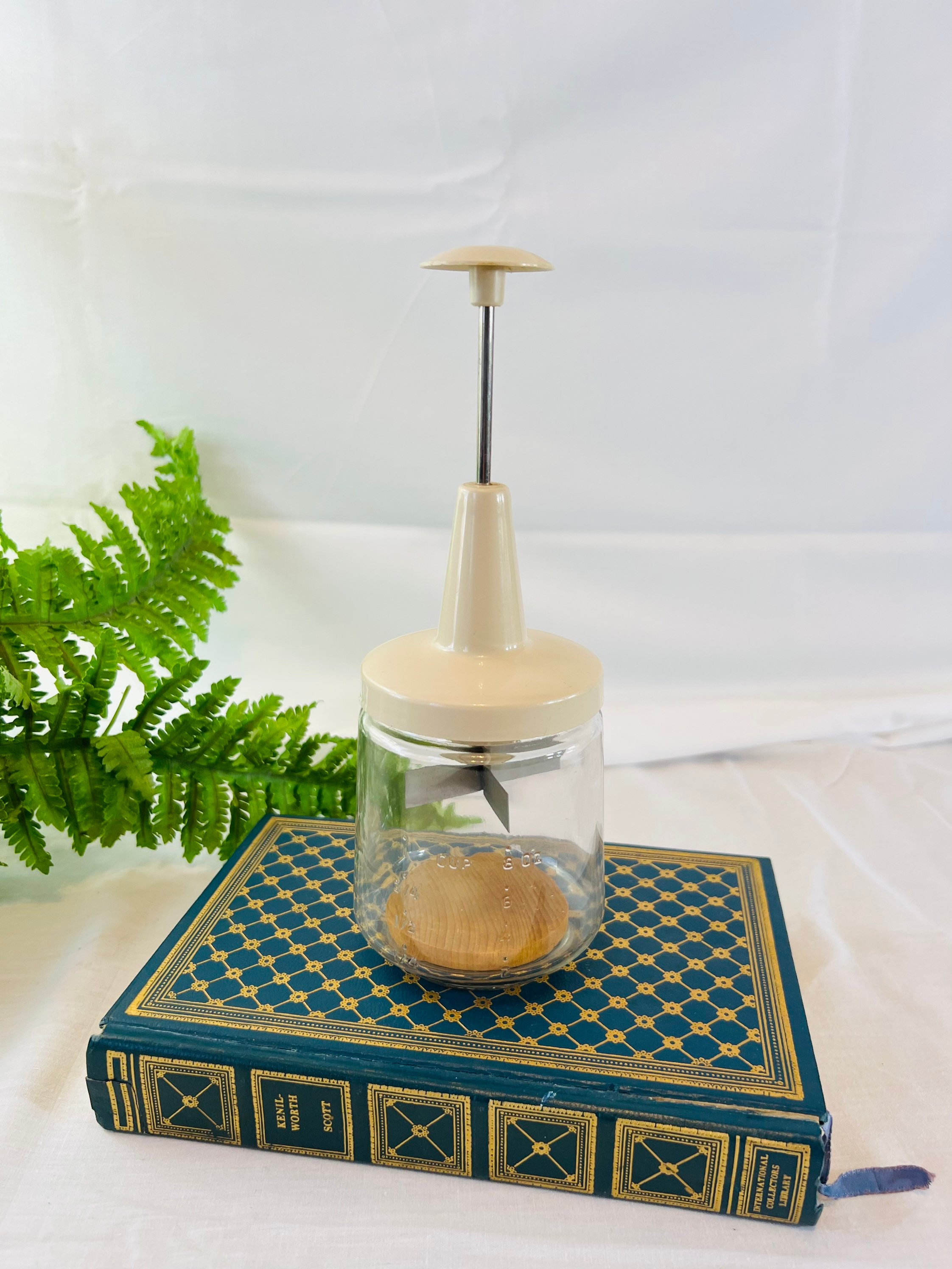 Vintage Androck Glass Nut Chopper With Wood Piece Antique Etsy