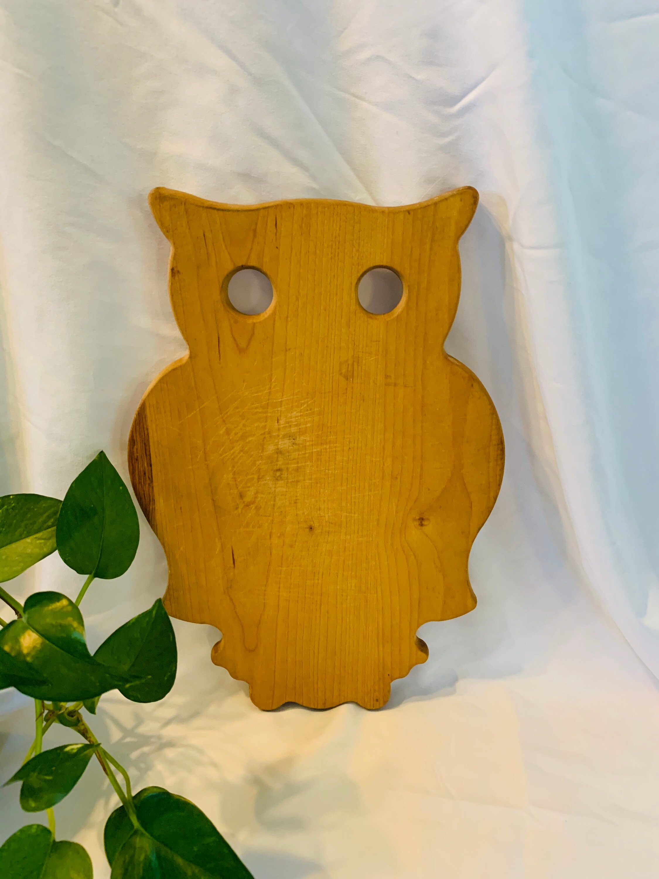 Vintage Wooden Owl Cutting Board Wood Bird Decor MidCentury Etsy