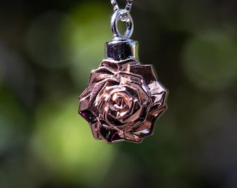 Sterling Silver Keepsake Urn Pendant - Rose