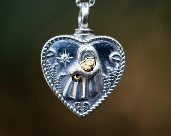 Sterling Silver Keepsake Urn Pendant - Cat and Girl