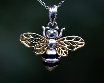 Sterling Silver Keepsake Urn Pendant - Bee