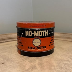 Vintage No-Moth Tin ~ Moth Balls Advertising