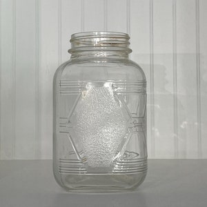 Vintage Glass Jar ~ Hazel Atlas ~ Clear Glass with Etching ~ No Lid