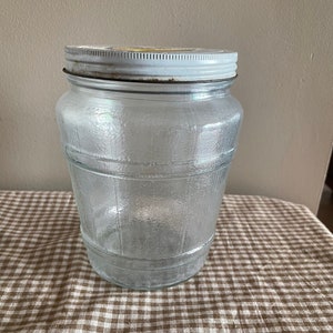 Vintage Glass Jar ~ Barrel Shape with Metal Screw On Lid