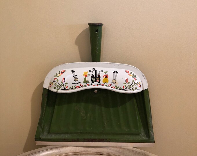 Vintage Dustpan Metal Green Color With Dutch Colonial Design Etsy