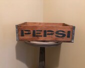 Wooden Pepsi Crate with Blue Lettering - Pepsi Soda Crate - Vintage Advertising Farmhouse Decor