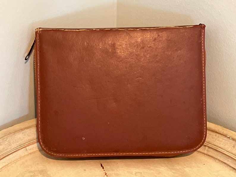 Vintage Leather Travel Case Leather Exterior With Zipper Etsy