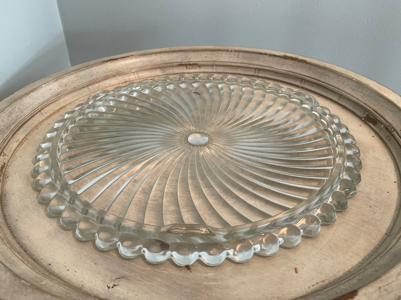 Vintage Glass Cake Plate With Aluminum Lid Etsy