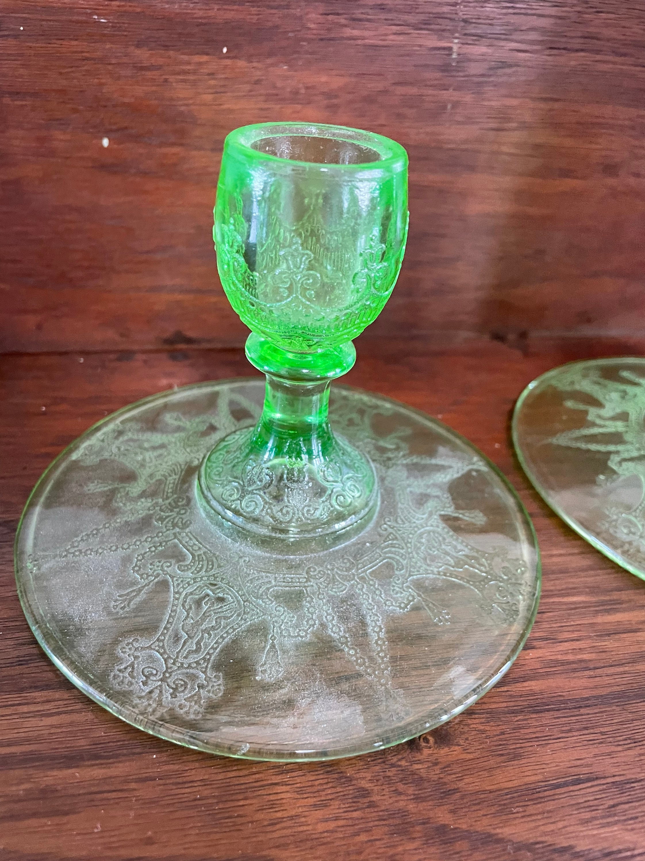 Vintage Candle Holders Cameoballerina Green Color Etsy