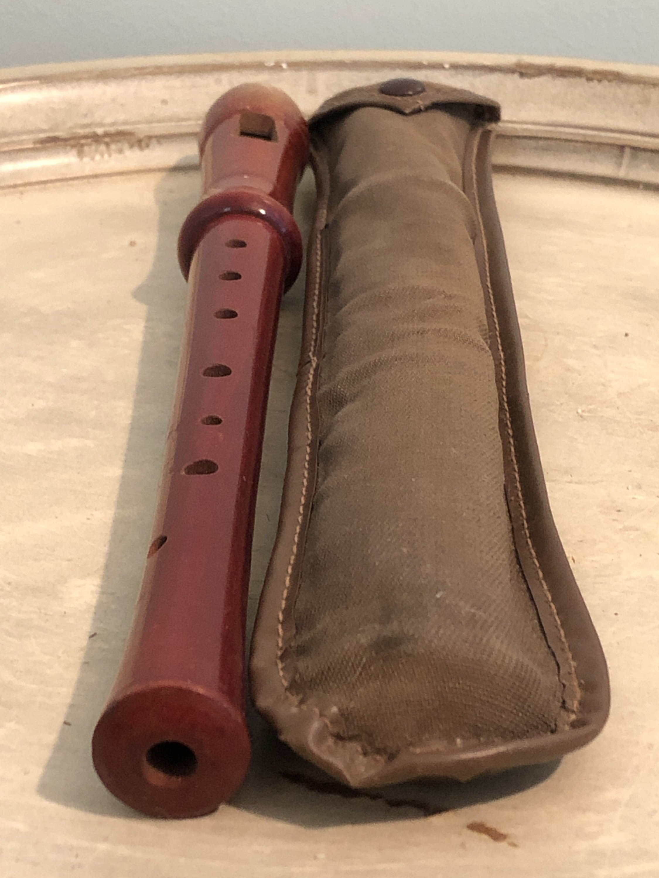 Vintage Wooden Recorder With Case Red Color Recorder - Etsy