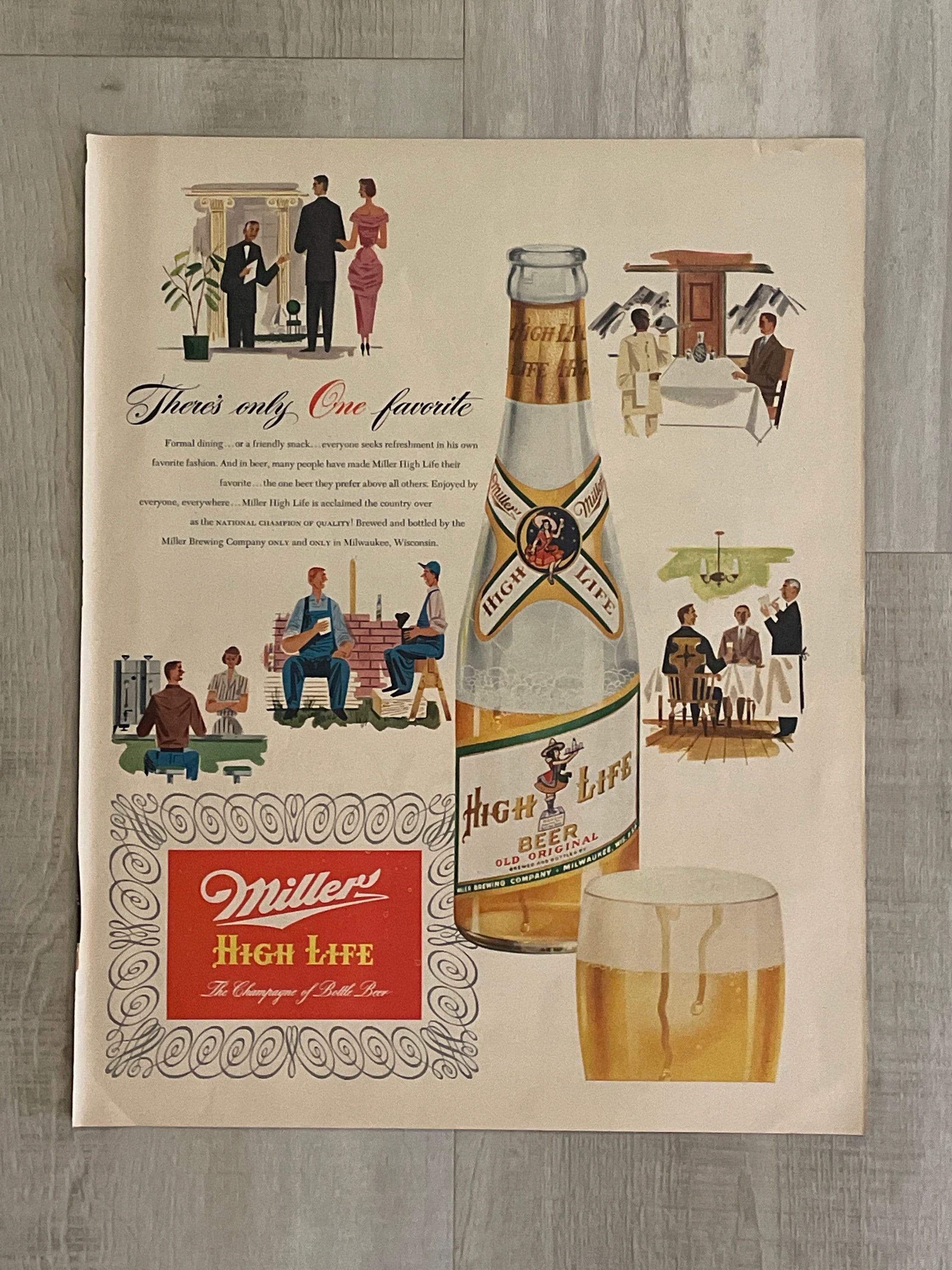 Miller High Life ビンテージ広告プレート Vintage Reproduction Poster Miller High Life Beer - Etsy