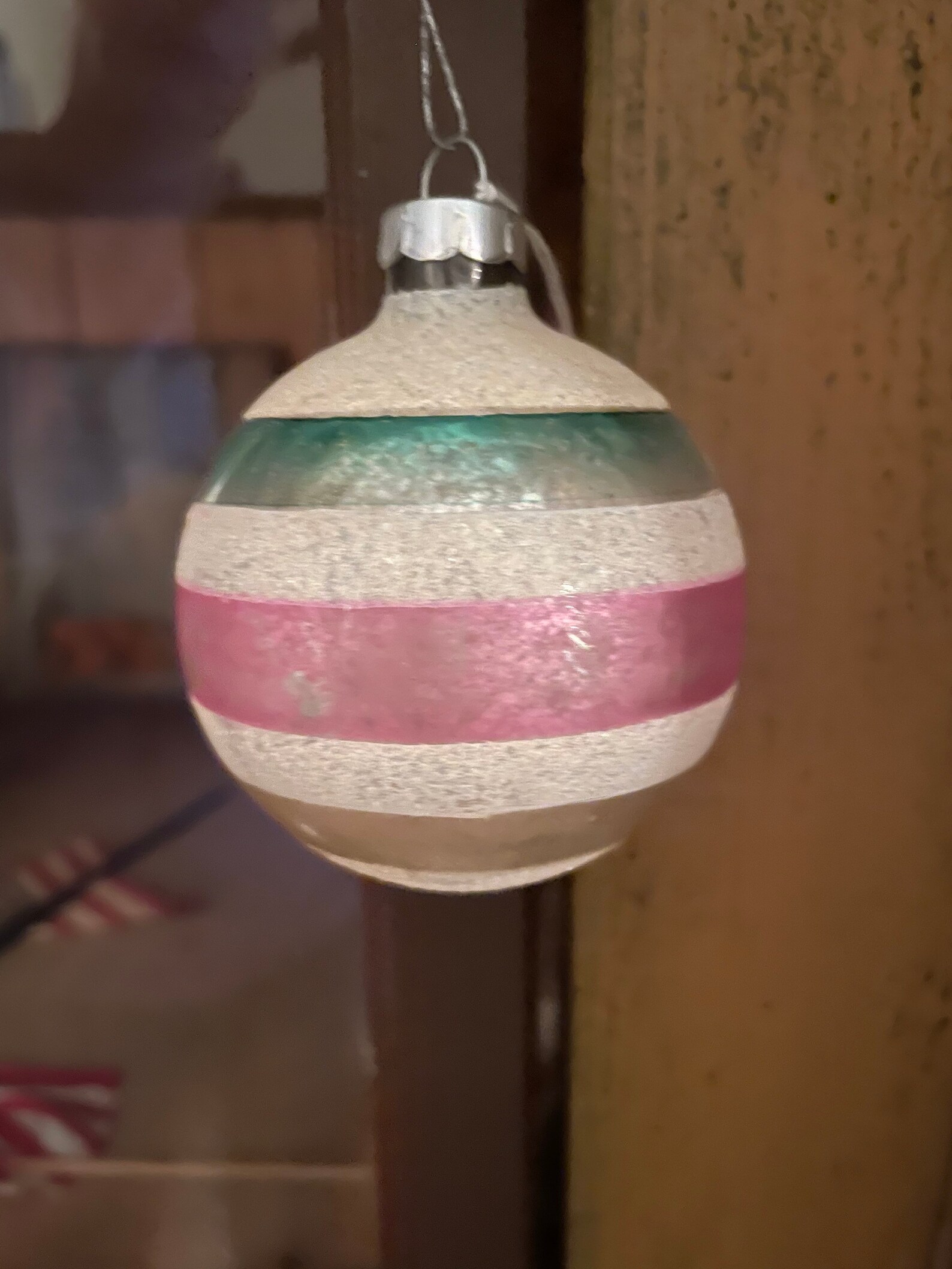 Vintage Christmas Tree Ornament Colors of Teal Pink and Etsy