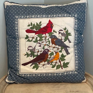 Vintage Quilted Bird Pillow