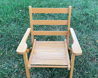 Vintage Children's Folding Chairs ~ Slat with Arms ~ Single Chair #1