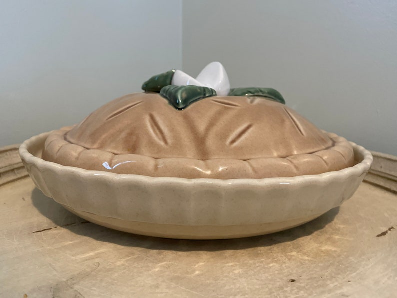 Vintage Pie Plate With Lid Ceramic Apple Pie Design Etsy
