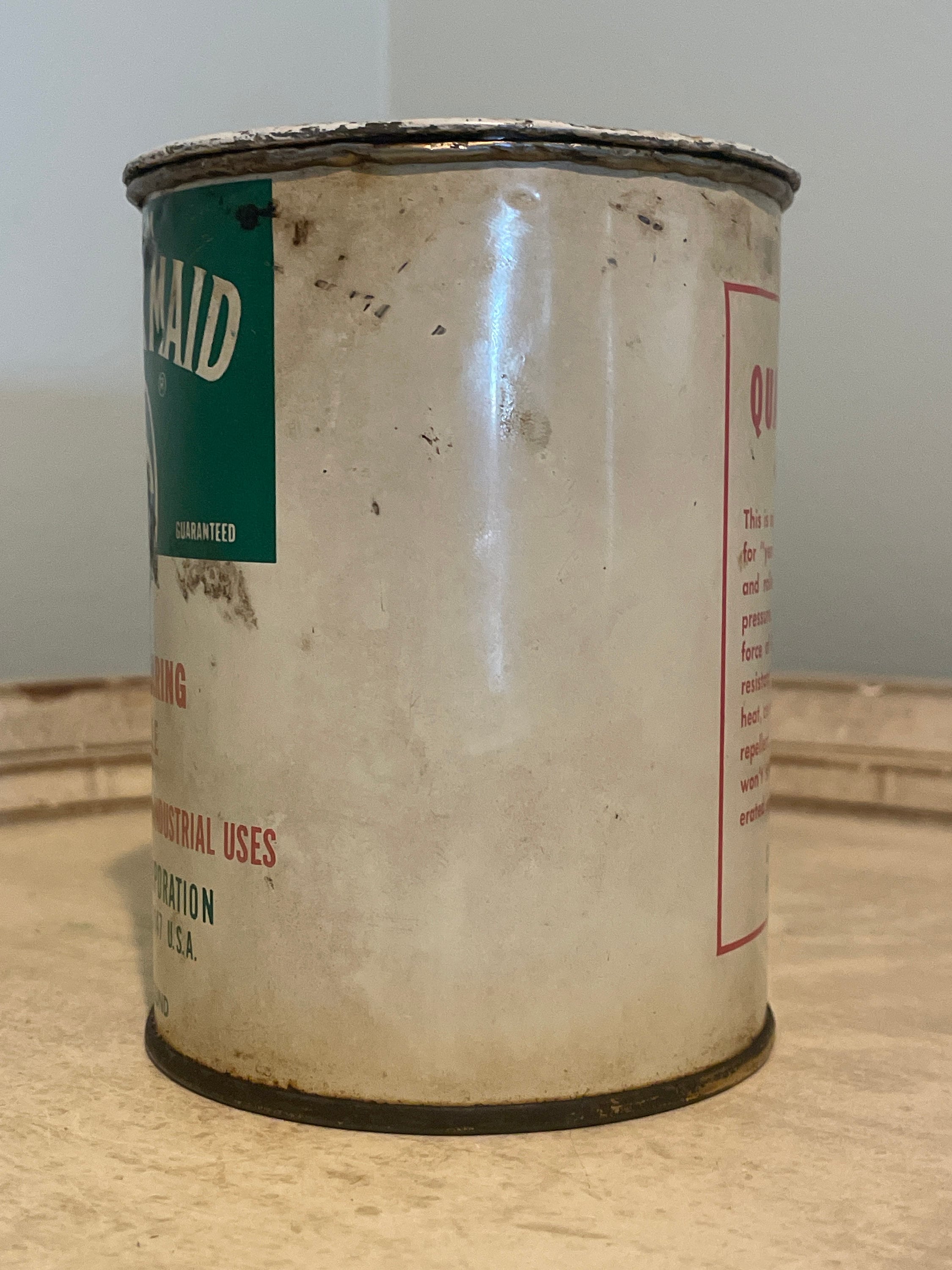 Vintage Quaker Maid Can ~ Wheel Bearing Grease 1 Pound Can ~ White