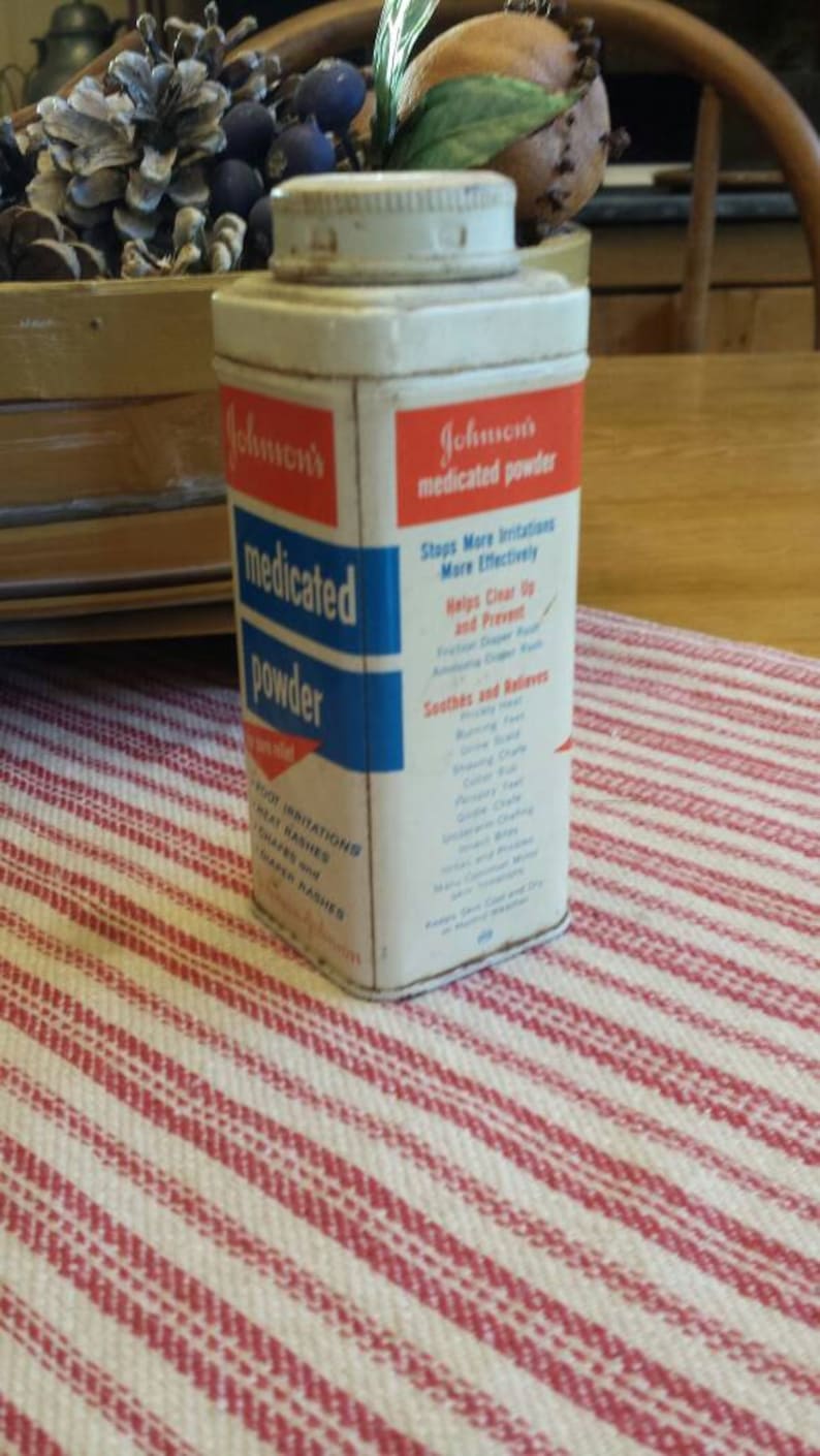 Home Decor Vintage Advertising Johnson and Johnson Medicated Powder Tin Gift Under 20