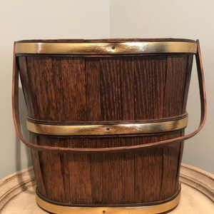 Vintage Wooden Basket with Gold Trim and Eagle image 5