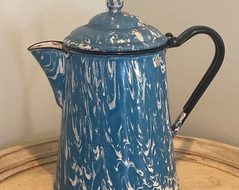 Percolateur Coleman 8 Tasses émaillé Bleu Moucheté – Pour Camping, Avec Couvercle, Occasion Bon état