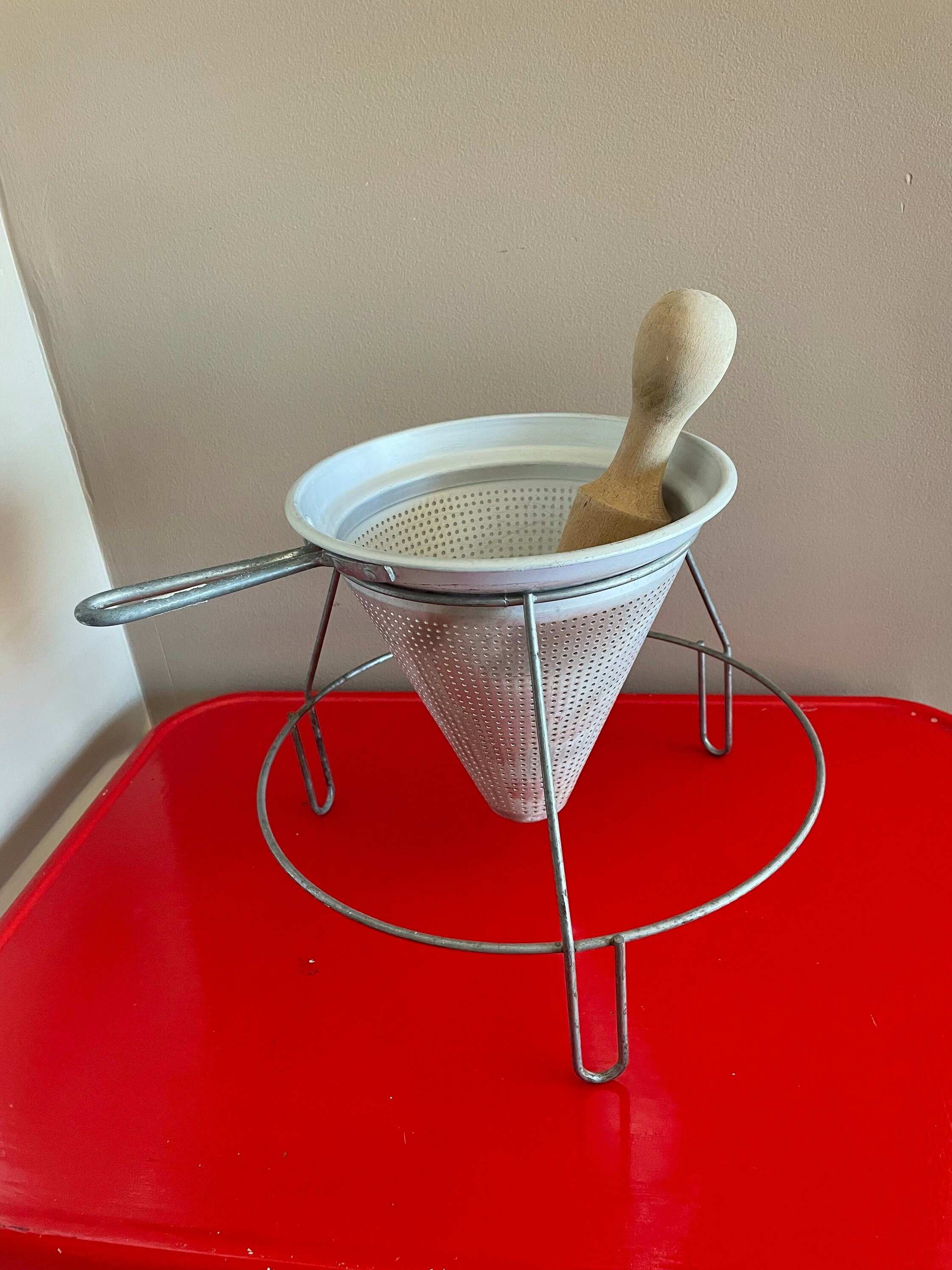 Vintage Strainer With Stand and Pestle Etsy