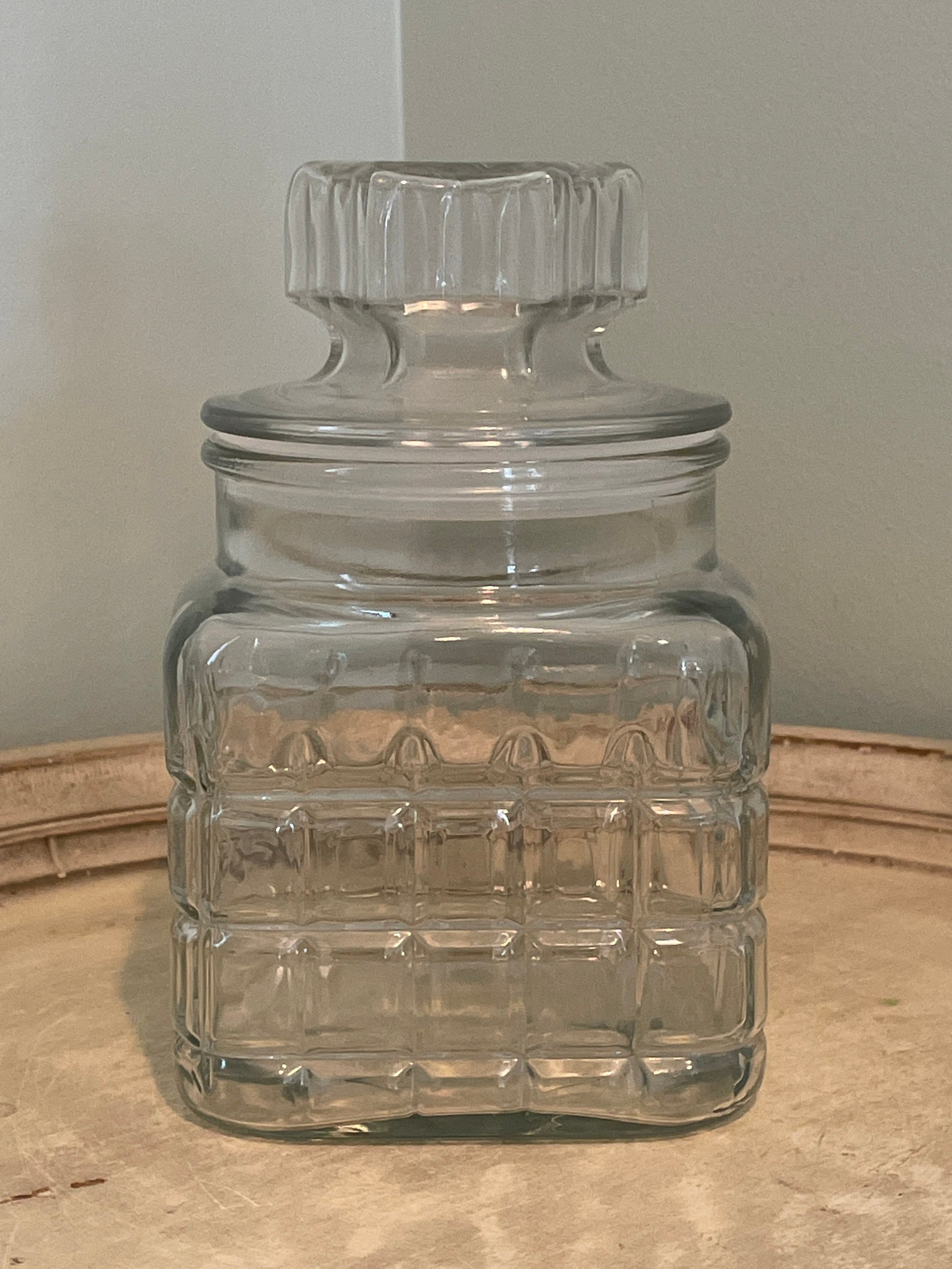 Vintage Glass Storage Jar With Lid - Etsy