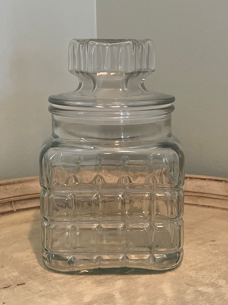 Vintage Glass Storage Jar With Lid Etsy
