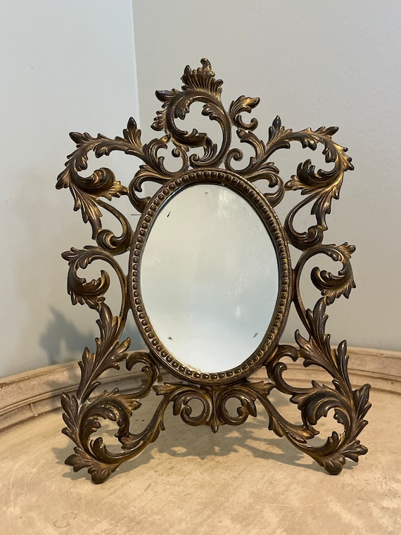 Antique Victorian Frame and Mirror with Easel Stand ~ 10 3/4" x 7 1/2"