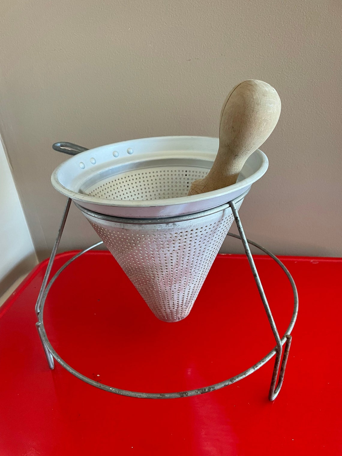 Vintage Strainer With Stand and Pestle Etsy