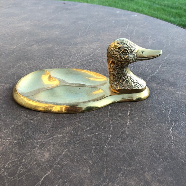 Vintage Men's Valet - Dresser Caddy - Brass Duck Divided Tray Will Hold Change, Keys, Trinkets or Jewelry