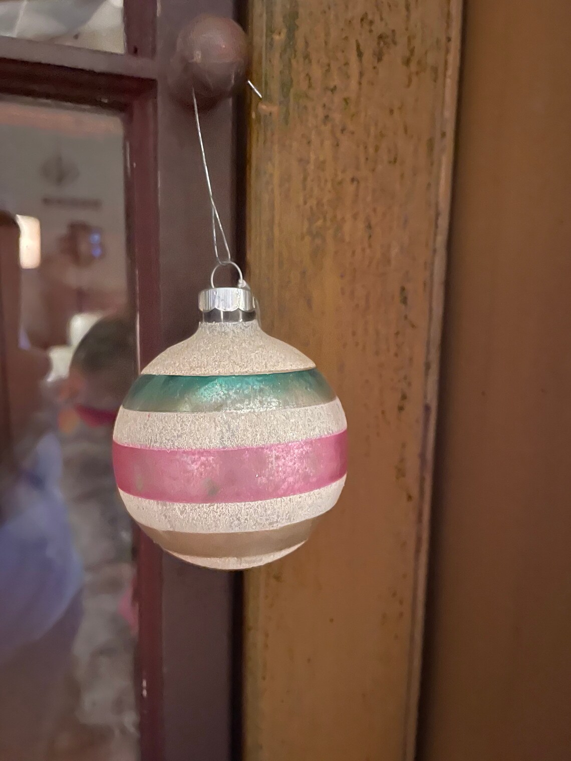 Vintage Christmas Tree Ornament Colors of Teal Pink and Etsy