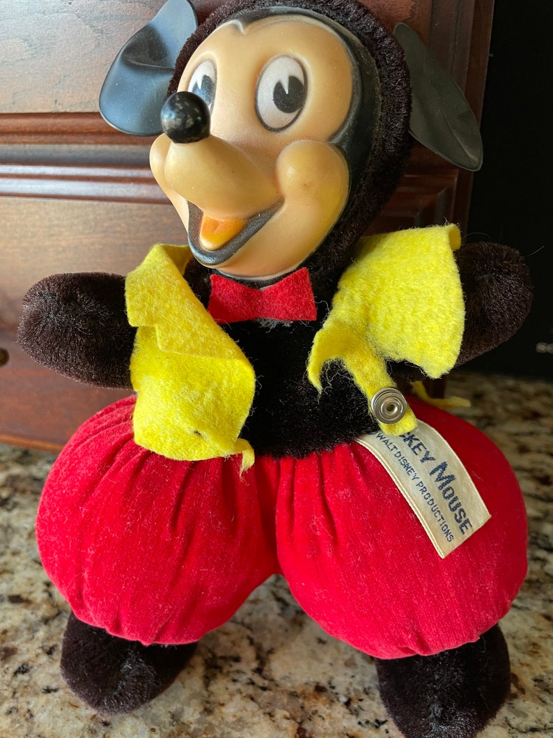 Antique Plush Mickey Mouse, Walt Disney Production, Made in Japan image 4