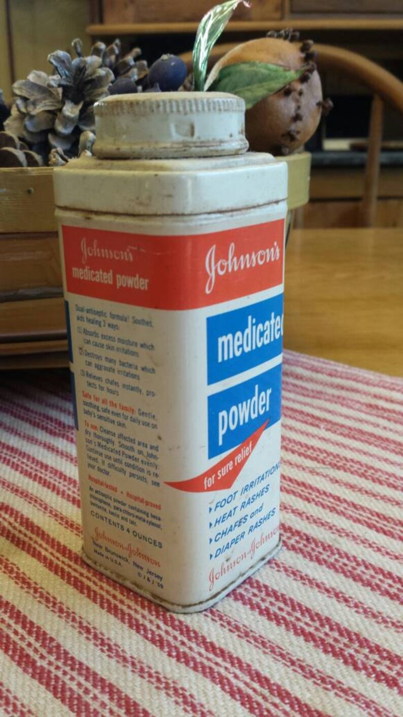 Home Decor Vintage Advertising Johnson and Johnson Medicated Powder Tin Gift Under 20