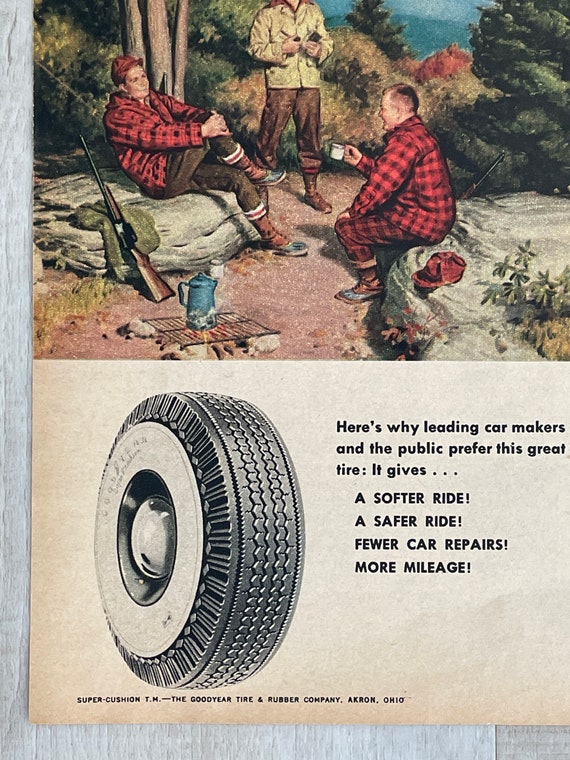 Vintage Paper Advertisement ~ 1950 Good Year ~ Guys Camping Trip