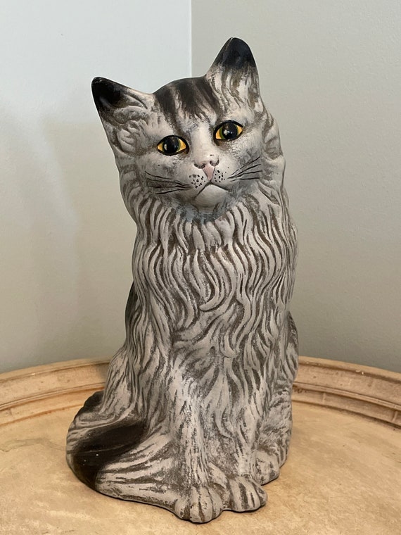 Statue De Chat Vintage Terre Cuite Fabrique Au Portugal Etsy France