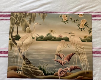 Vintage Egret Lithograph, Turner Manufacturing Company, Artist Alfonso Toran