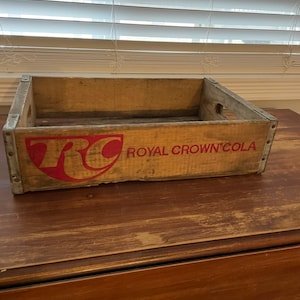 Vintage Wooden Crate ~ Royal Crown Cola Advertisement with Red Lettering