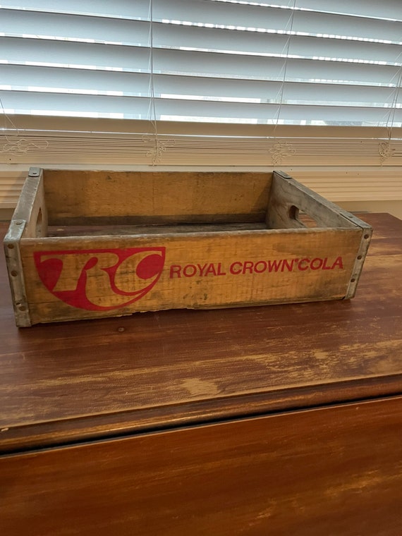 Vintage Wooden Crate, Royal Crown Cola Advertisement With Red