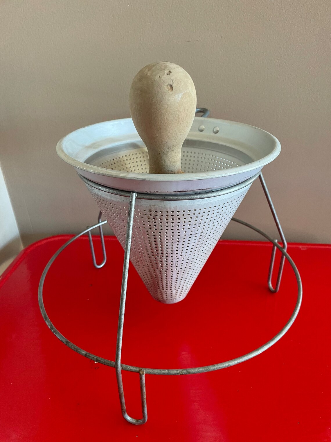 Vintage Strainer With Stand and Pestle Etsy