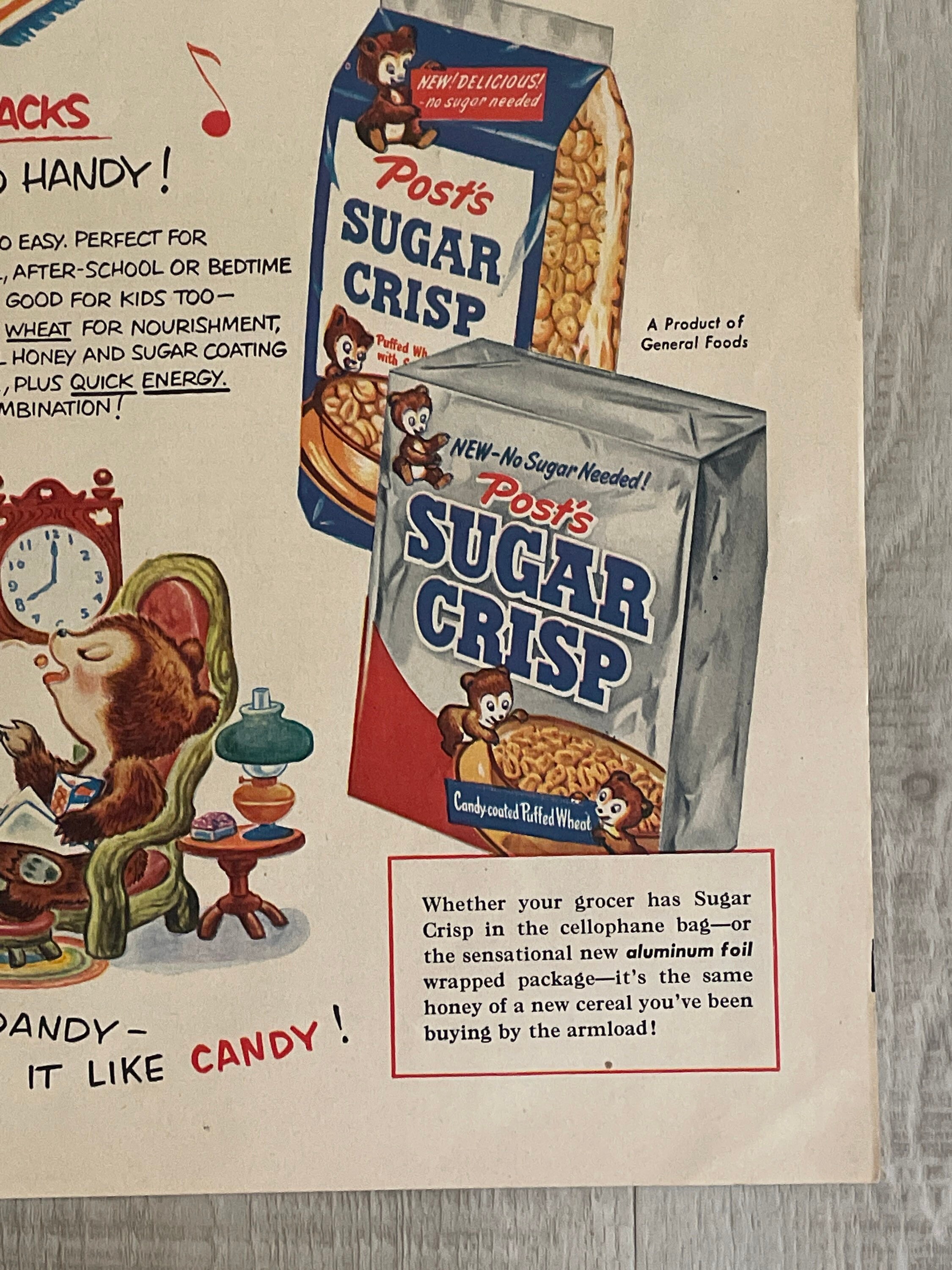 Vintage Paper Advertisement Sugar Crisp Cereal 1950 Etsy vintage-paper-advertisement-sugar-crisp-cereal-1950-etsy