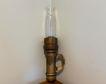 Antique Brass Railroad Train Oil Lantern with Glass Pyrex Chimney, 1907