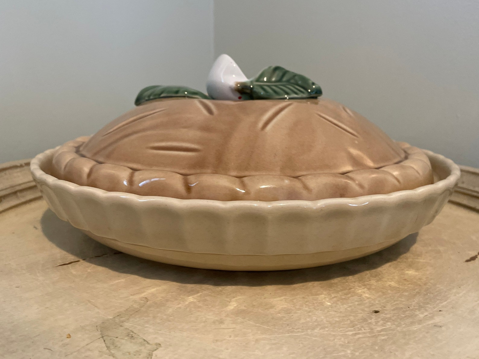 Vintage Pie Plate With Lid Ceramic Apple Pie Design Etsy